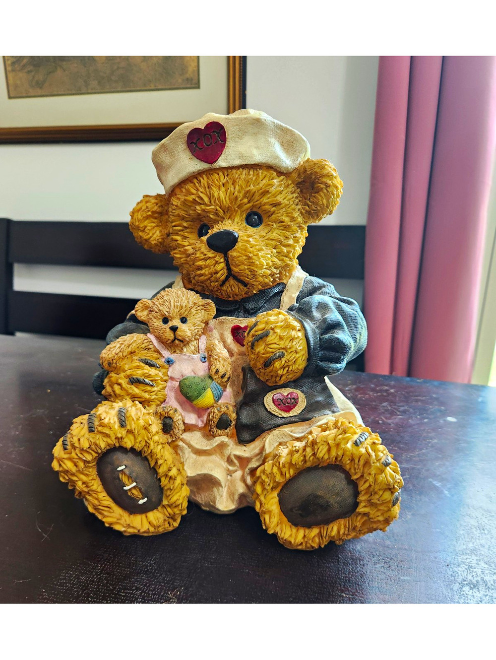 Young's inc Resin Teddy Bear Figurine Mother Holding Baby, 28cm